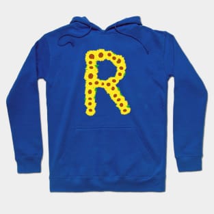 Sunflowers Initial Letter R (White Background) Hoodie
